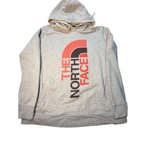 The North Face Womens XXL Gray Heather Orange Logo Pullover Hoodie Sweatshirt